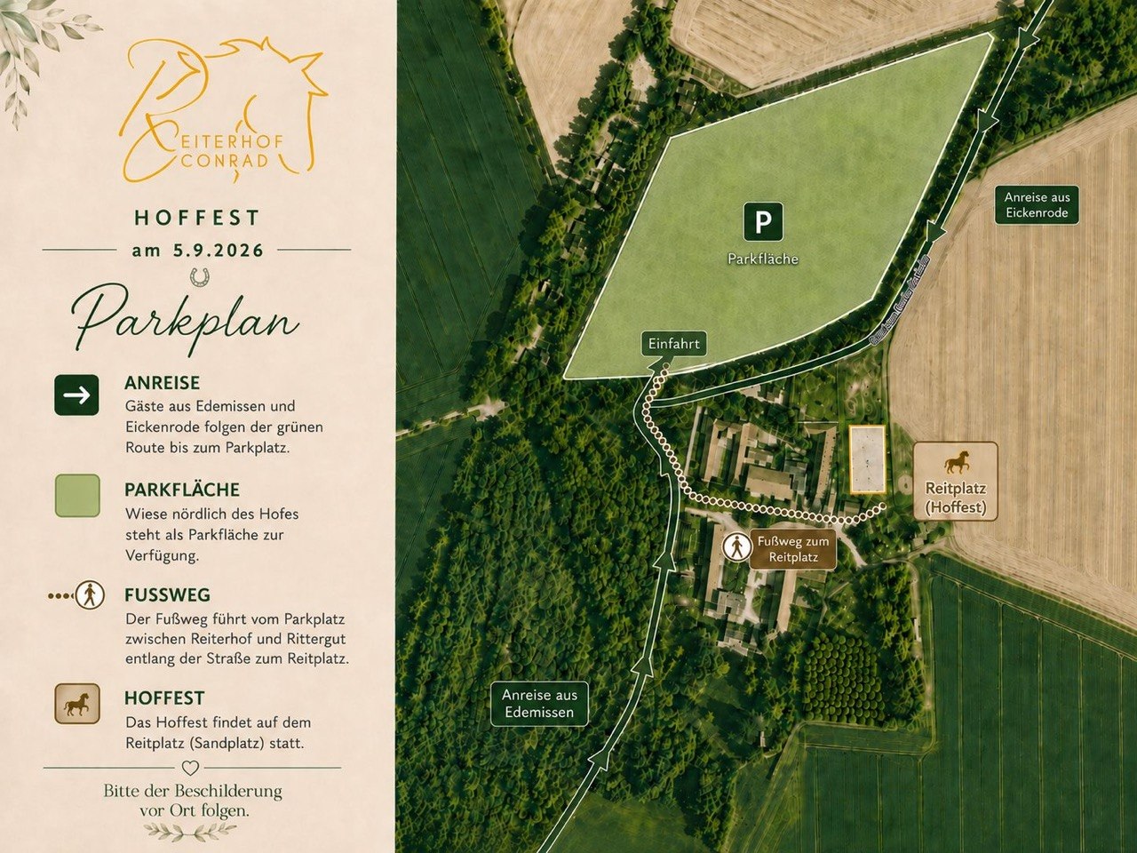 Parkplan für das Hoffest am 5. September 2026